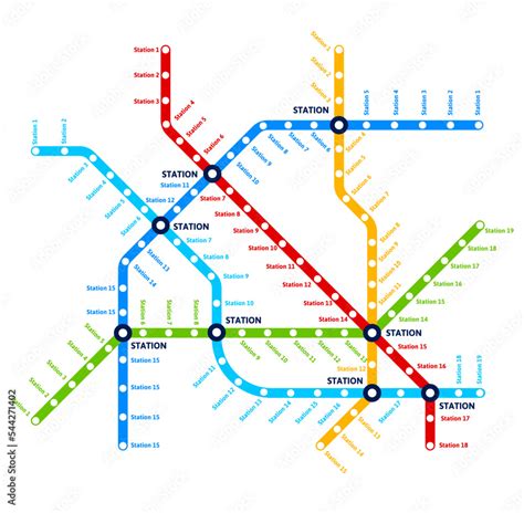 Underground Metro Subway And Railway City Transport Map Vector Subway