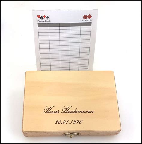 Paket Skat Box Leinen Premium Holzkassette Mit Individueller Gravur