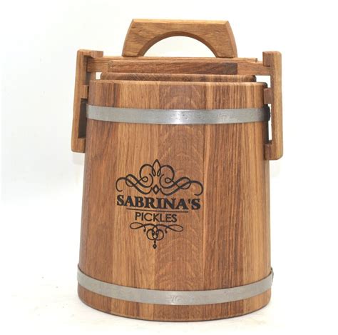 Fermentation Crock Personalized Pickle Oak Barrel With A Lid Wooden