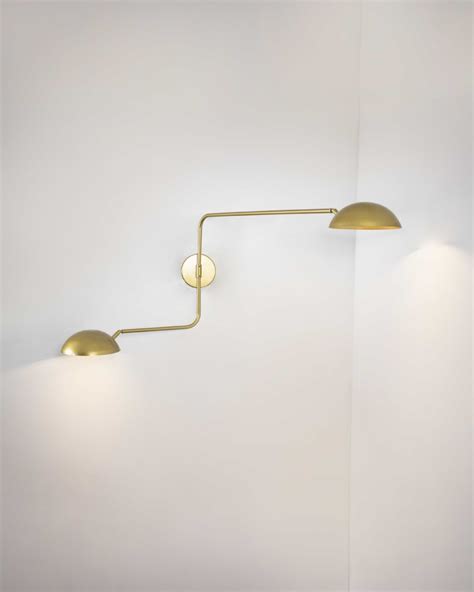 Lustre Arandela Dome Dupla Articulada Industrial Dourado Iluminamundo