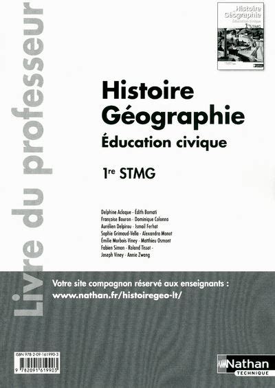 Histoire Géographie Education civique 1re STMG livre du