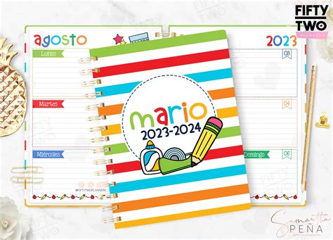 Agenda básica de maestro 2023 2024 digital imprimible Etsy México