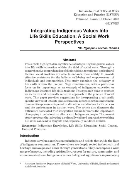 PDF Integrating Indigenous Values Into Life Skills Education A