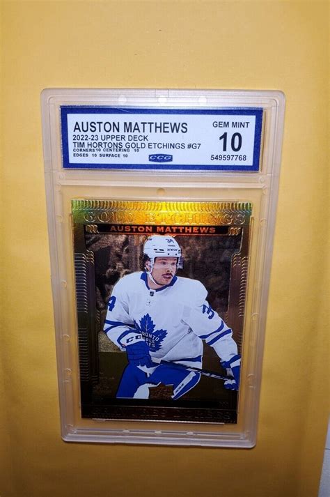 Graded Gem Mint 10 Gold Etchings 2022 23 Tim Hortons AUSTON MATTHEWS