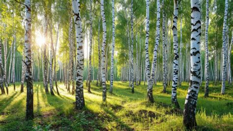 Summer Birch Forest Beautiful Landscape Birch Tree Forest Stock