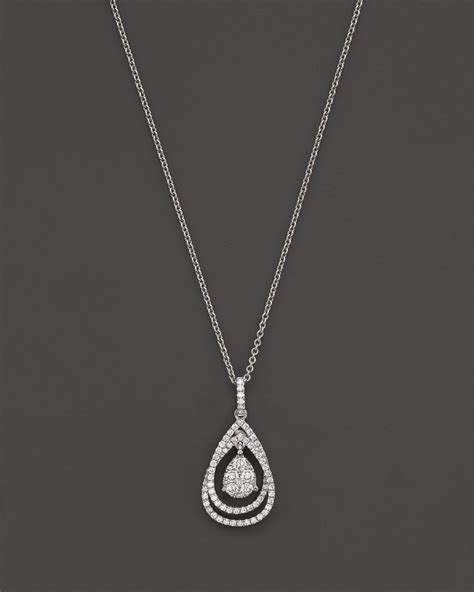 Lyst Roberto Coin 18k White Gold Diamond Teardrop Drop Pendant