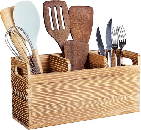 Amazon Giikin Farmhouse Wood Utensil Holder For Countertop Wall