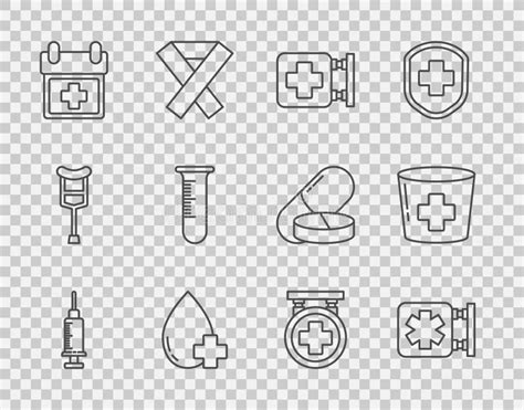 Set Line Syringe Medical Symbol Of The Emergency Hospital Signboard