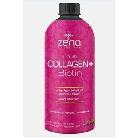 Zena Nutrition Liquid Collagen Biotin 2500mg 5000mcg Biotin 90 Servings Ebay