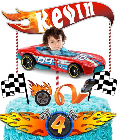 Topo De Bolo Hot Wheels Sua Foto Nome E Idade Elo