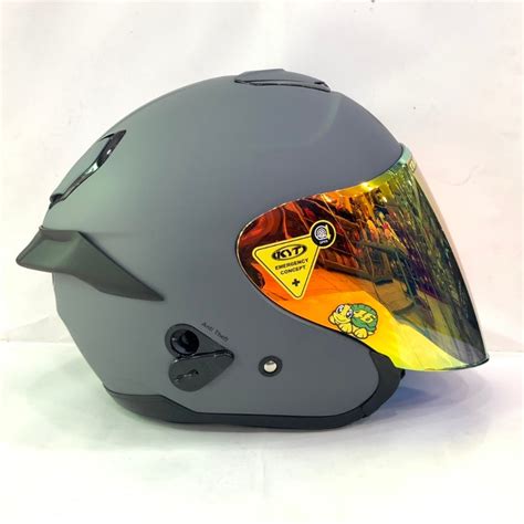 Jual HELM HALF FACE KYT KYOTO SOLID MATT GORILLA GREY LEMON YELLOW