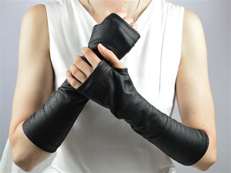 Black Leather Fingerless Gloves