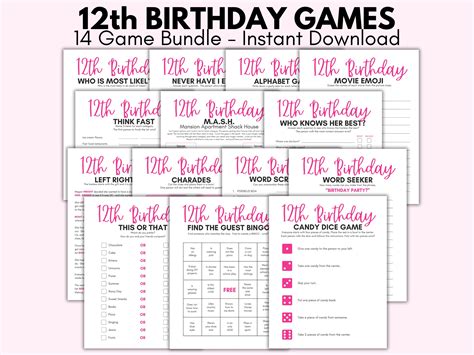 12th Birthday Party Games, 12 Year Old Party Games, Twelfth Birthday ...