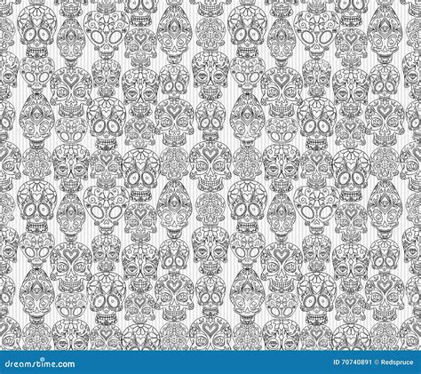 Sugar Skulls Seamless Pattern Stock Vector Illustration Of Spooky