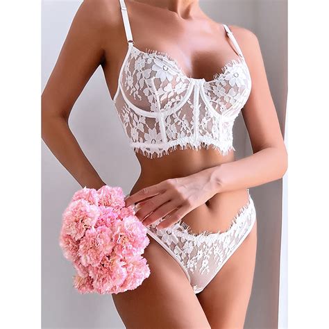 Yimunancy Piece Lace Bra Set Women Transparent Camisole Brief Lingerie Set Erotic Intimates