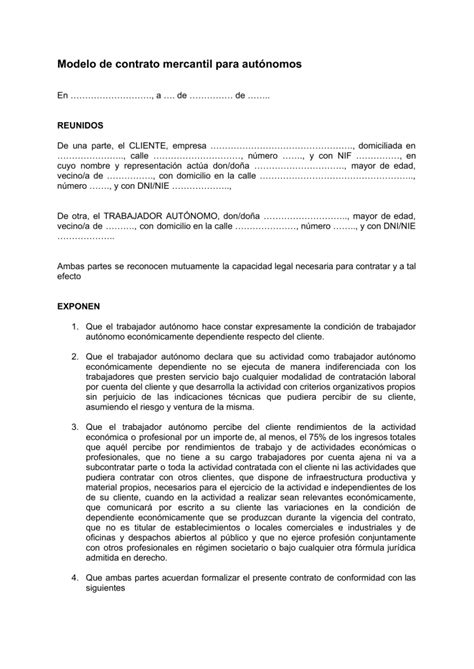 El Contrato Mercantil De Los Autónomos Todo Lo Que Debes Saber