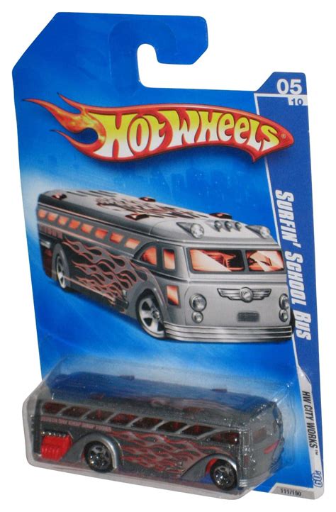 Hot Wheels HW City Works 09 5 10 Silver Surfin School Bus Toy 111 190 Walmart