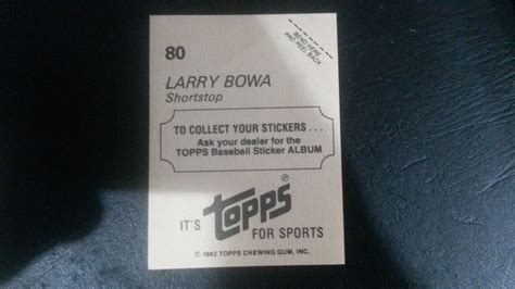 1982 Topps Stickers Card 080 Larry Bowa Excellent 5 Philadelphia