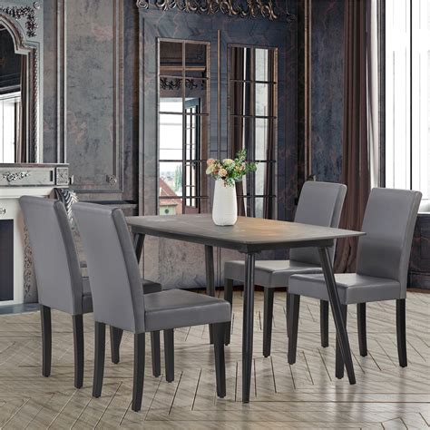 Alden Design Padded Parson Dining Chairs With Solid Wood Legs Set Of 4