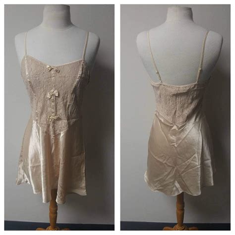 Vintage Lingerie S Vintage Tan Nightie Beige Satin Etsy