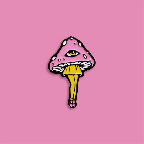 Cute Mushroom Girl Enamel Pin Soft Trippy Lapel Pin Fairytale Etsy Etsy Enamel Pins Soft