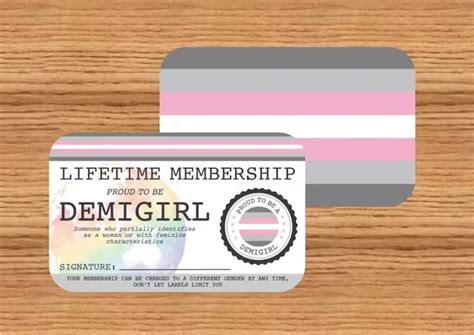Demigirl Lifetime Membership Card Gay Pride Card Lgbt Identity Card Perfect Rainbow