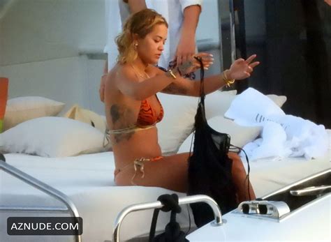 Rita Ora Seen In A Tiger Print Bikini Whilst On A Yacht In Corfu Aznude
