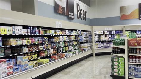 Food Lion Grocery Store Interior Shiny Floors Looking Down Long Aisle