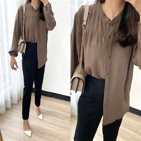 Jual Mika Blouse Shanghai Crinkle Airflow Shopee Indonesia