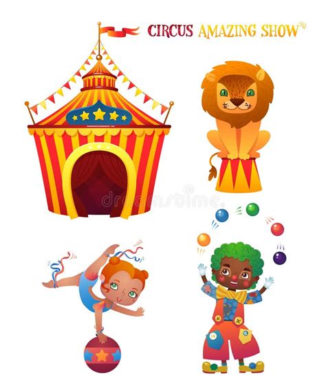Personajes De Dibujos Animados Del Circo Ilustración Del Vector