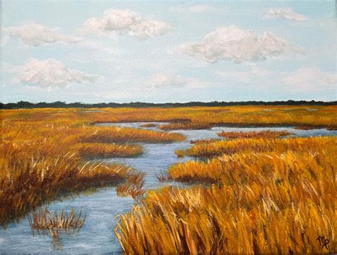 Print Of Golden Marsh Low Country Coastal Art Landscape Giclée