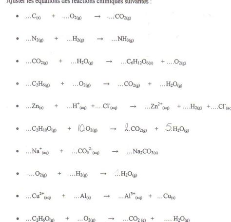 Comment Quilibrer Une Quation Chimique Seconde