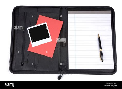 A Black Padfolio And Letter Paper With White Background Stock Photo Alamy