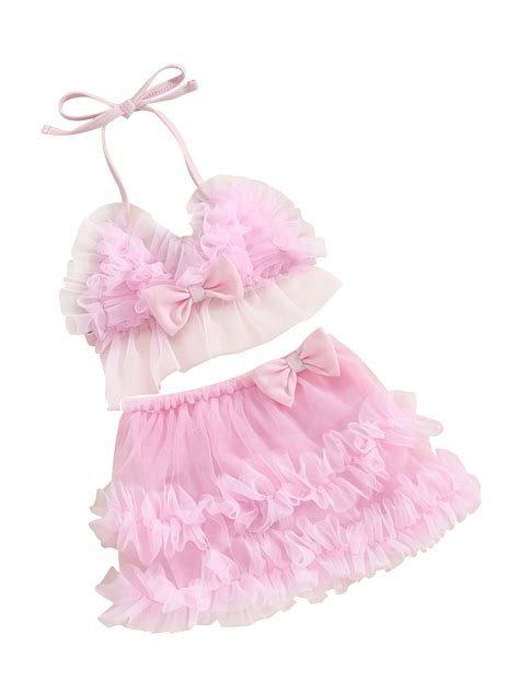 Thaisu Baby Girls Bikini Beach Swimwear Piece Swimsuits Tulle