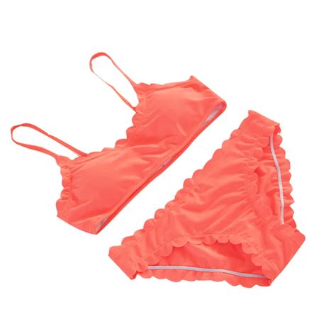 Summer Halter Orange Bikini Set Swimwear Women Bra Solid Sexy Beach Wear Biquini Bathing Suit