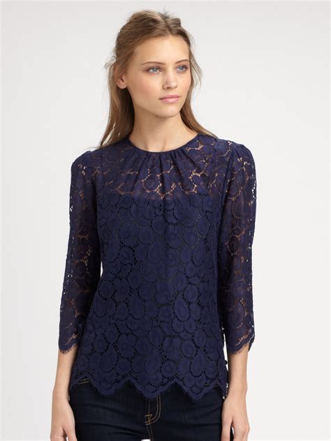 Lyst Milly Ivy Lace Blouse In Blue