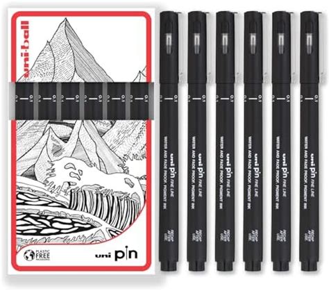 Uni Pin Fineliner Stylo Dessin Encre Noire Dans Un Coffret Cadeau