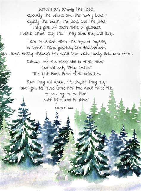 Mary Oliver Poem When I Am Among The Trees American Poetry Mary