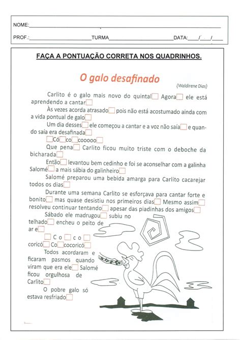 Texto Com Pontuação - 💖Faça a pontuação correta no texto · Alfabetização Blog