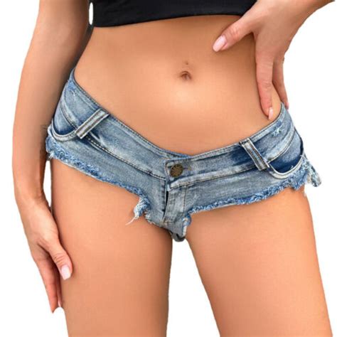 Women Micro Denim Shorts Low Waist Hot Pants Ripped Mini Jeans Clubwear