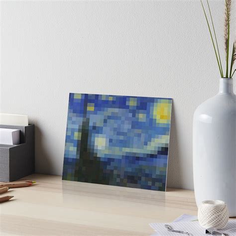 Van Gogh Starry Night Pixel Art Art Board Print For Sale By