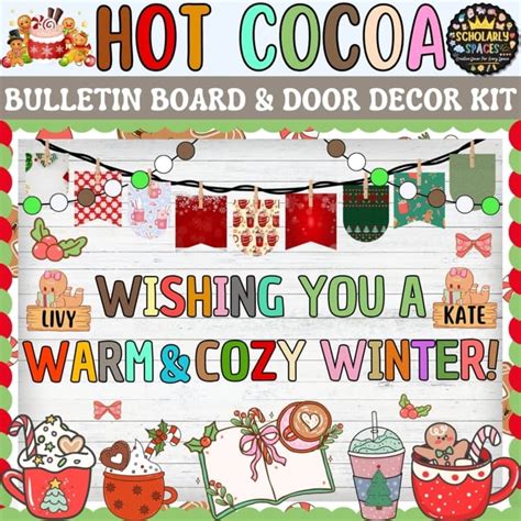 Hot Cocoa Winter Bulletin Board And Christmas Door Decor Kit TPT
