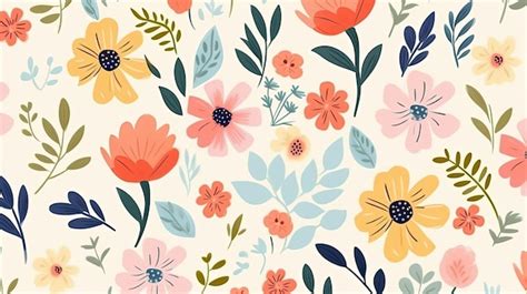 Premium Photo A Colorful Floral Wallpaper With A Floral Pattern