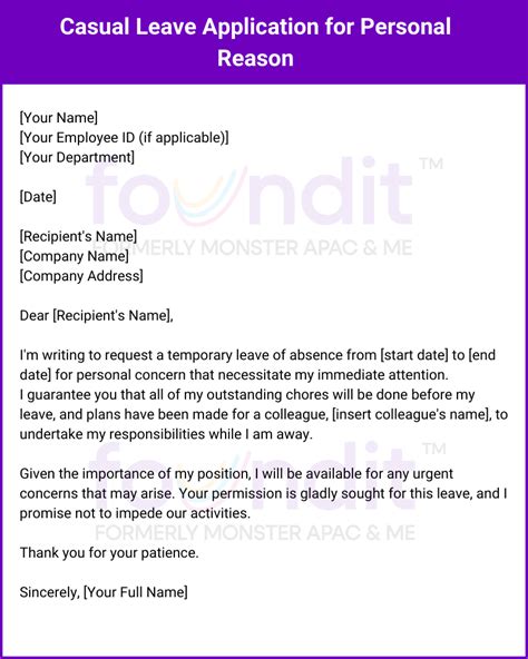 How To Write Casual Leave Application For Office Samples