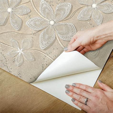 Papel De Parede Adesivo Vinil Flor De Seda Nude Bege Elegante Sala Quarto Deliquadros