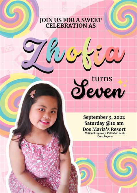 7th Birthday Invitation Candyland Invitations Candyland Birthday