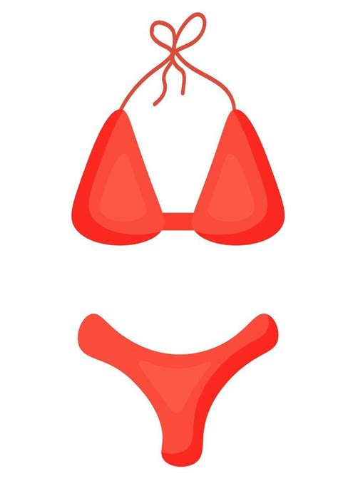 Summer Women Swimsuit Red Bikini Beach Swimwear Cartoon Illustration Vector Art At