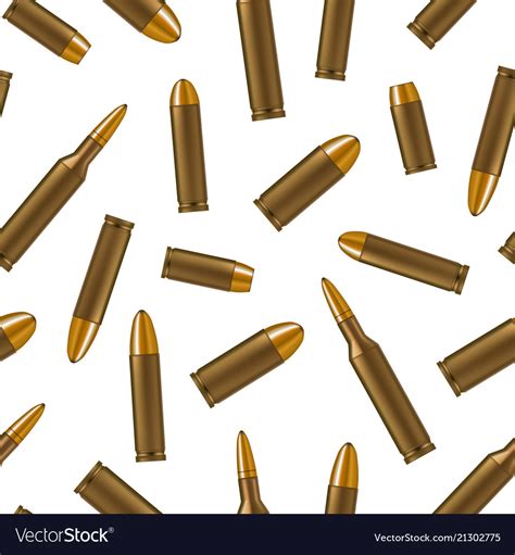 Realistic Detailed 3d Bullets Seamless Pattern Vector Image