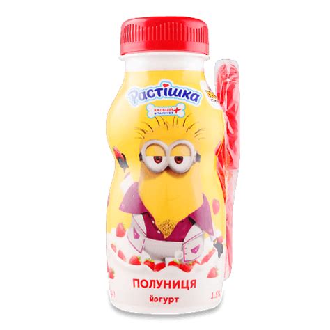 Йогурт «Растішка» полуниця питний 1,5% 185г – онлайн-супермаркет «Сільпо»