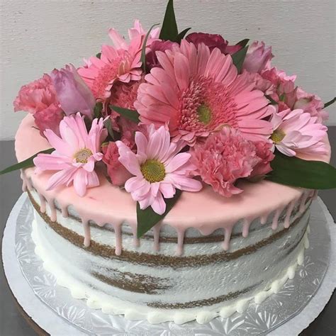 Pink Flower Naked Cake Specialty Cakes Naked Cake Cake
